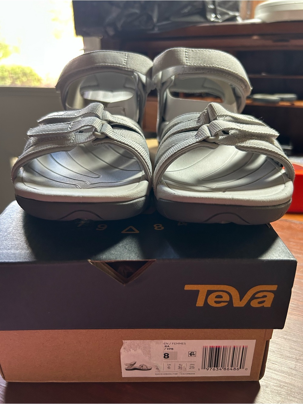 Teva Women's Light Gray Adjustable Strap Sandals